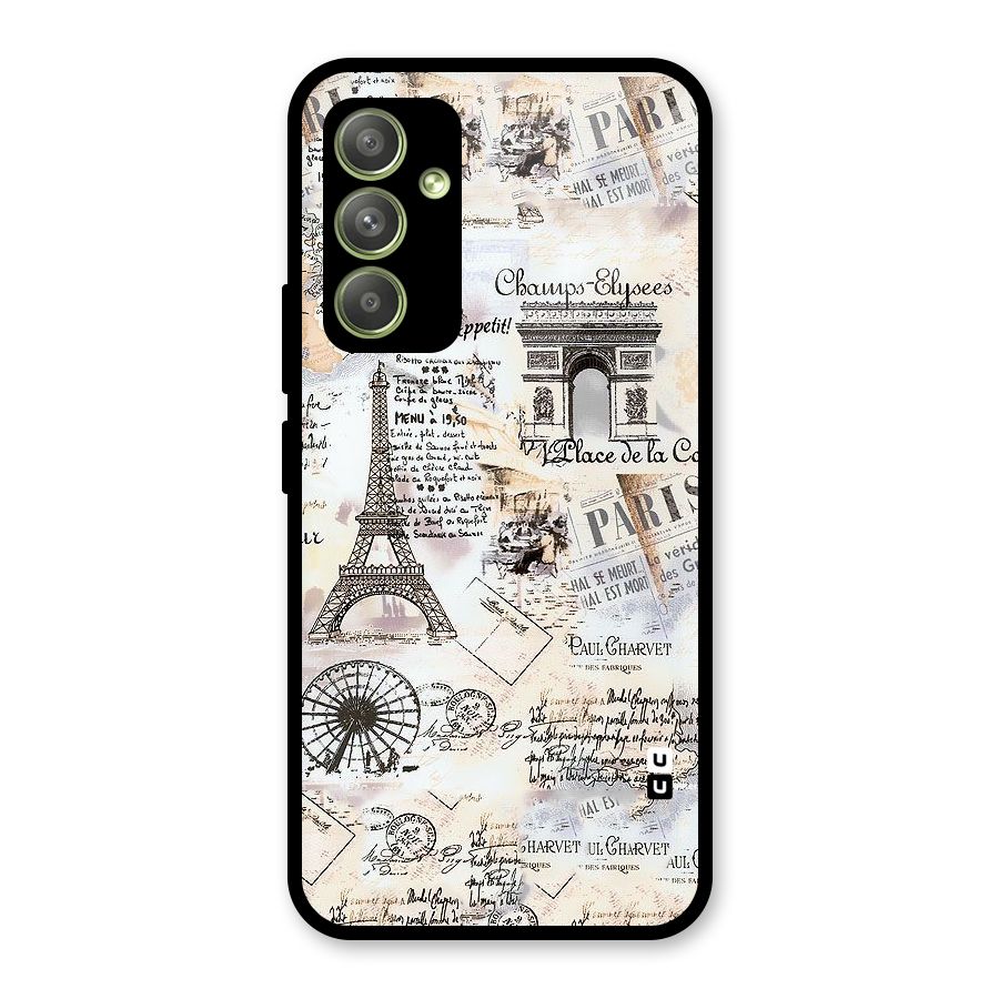 Paris Paper Glass Back Case for Galaxy A54