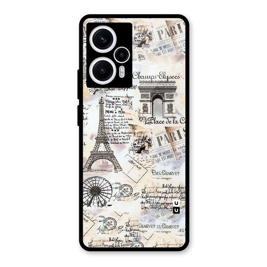 Paris Paper Glass Back Case for Poco F5