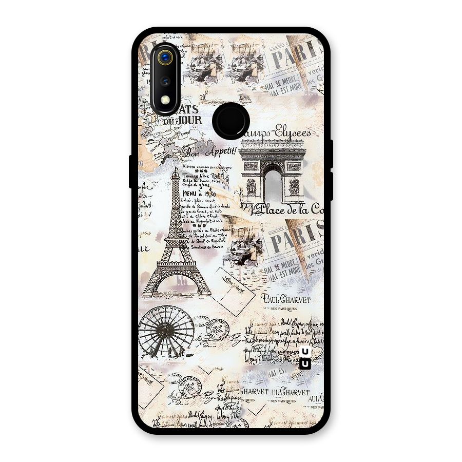 Paris Paper Glass Back Case for Realme 3i