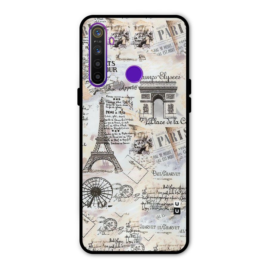 Paris Paper Glass Back Case for Realme 5s
