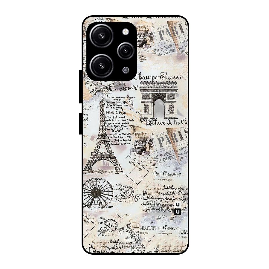 Paris Paper Glass Back Case for Redmi 12 4G
