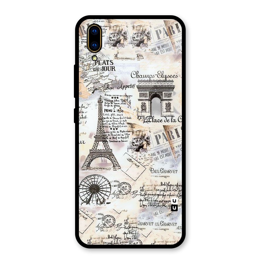 Paris Paper Glass Back Case for Vivo V11 Pro