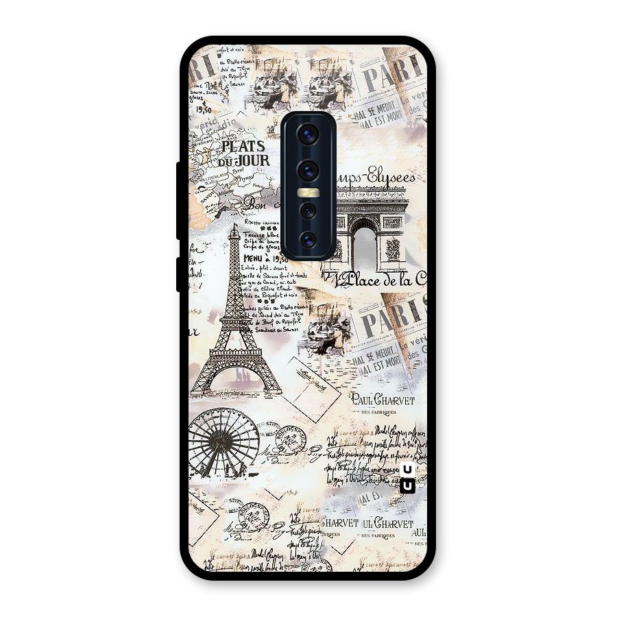 Paris Paper Glass Back Case for Vivo V17 Pro