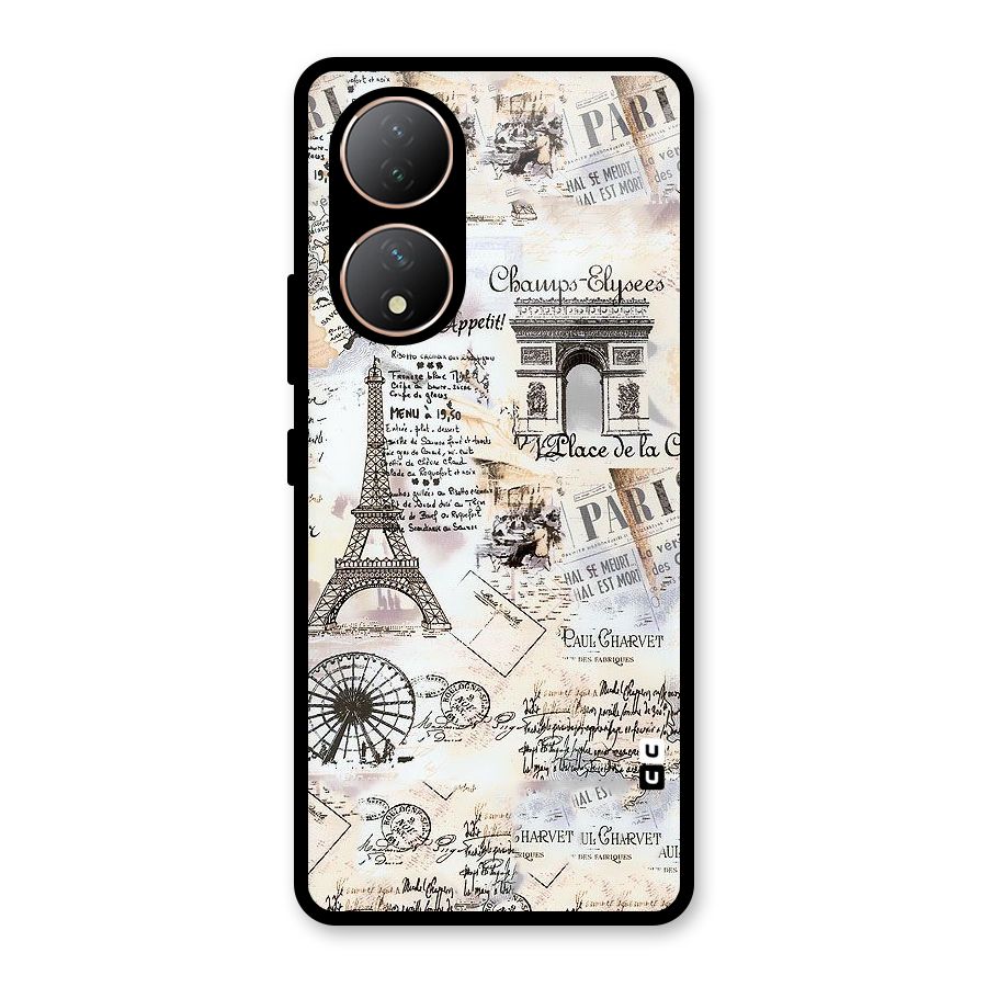 Paris Paper Glass Back Case for Vivo Y100A