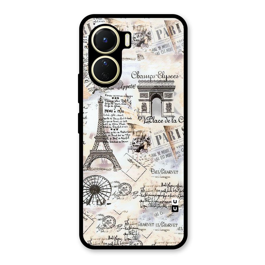 Paris Paper Glass Back Case for Vivo Y16