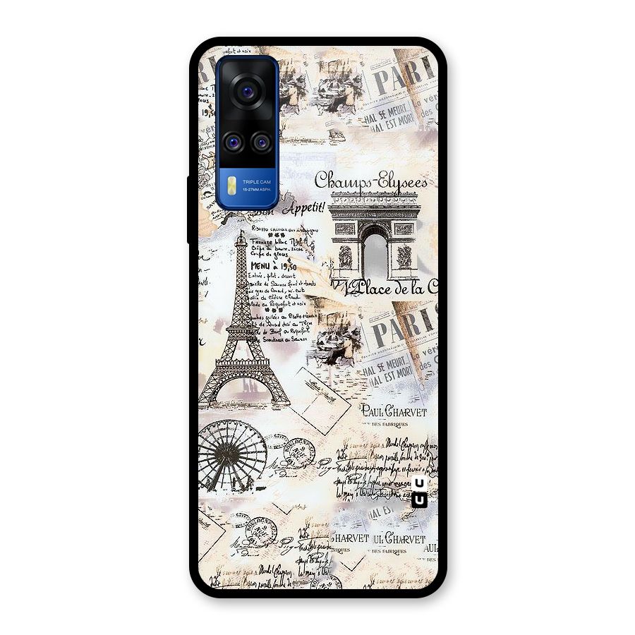 Paris Paper Glass Back Case for Vivo Y31