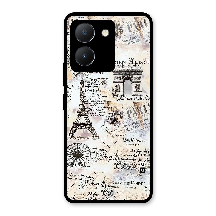 Paris Paper Glass Back Case for Vivo Y36