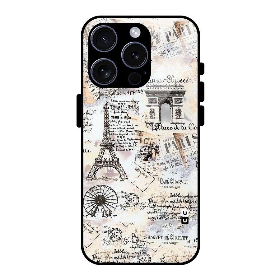 Paris Paper Glass Back Case for iPhone 15 Pro
