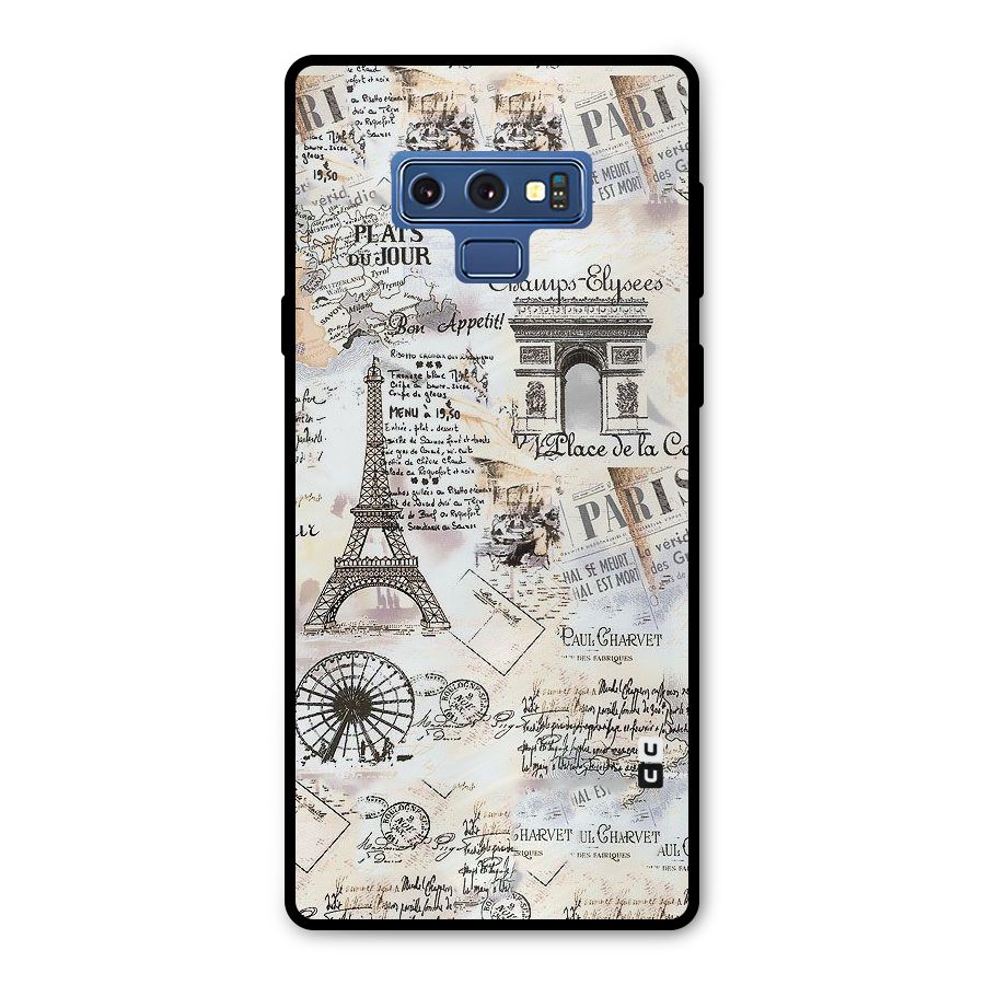 Paris Paper Metal Back Case for Galaxy Note 9