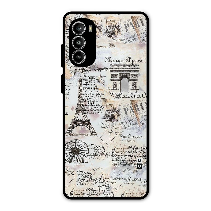 Paris Paper Metal Back Case for Moto G52