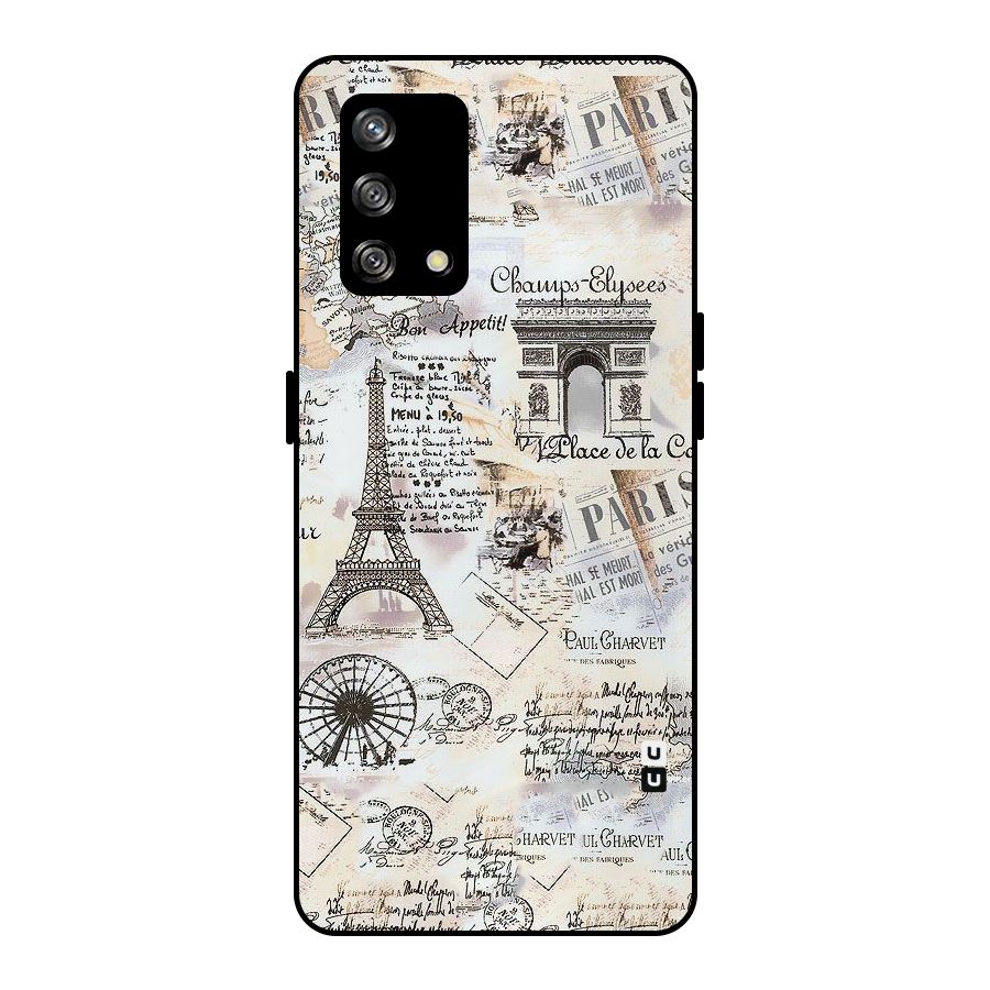 Paris Paper Metal Back Case for Oppo F19