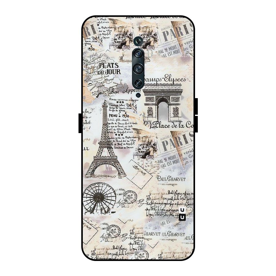 Paris Paper Metal Back Case for Oppo Reno2 F