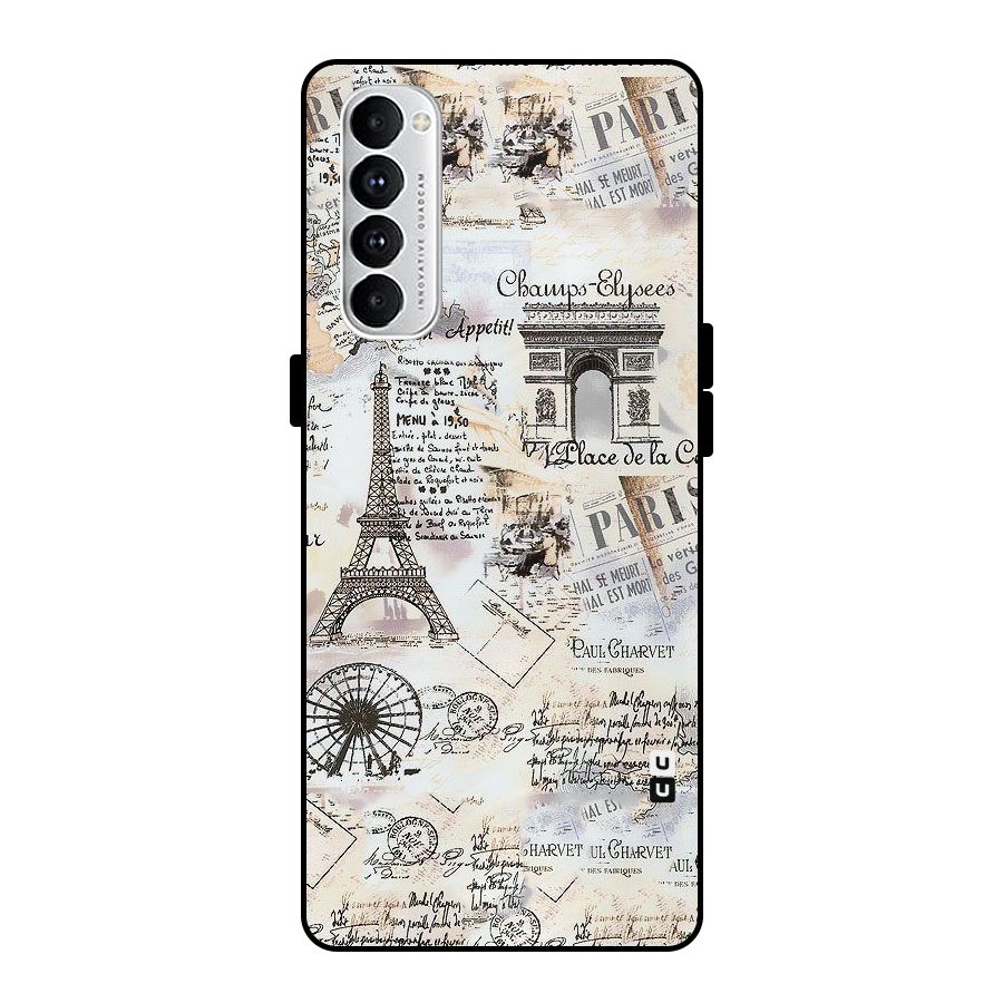 Paris Paper Metal Back Case for Oppo Reno4 Pro