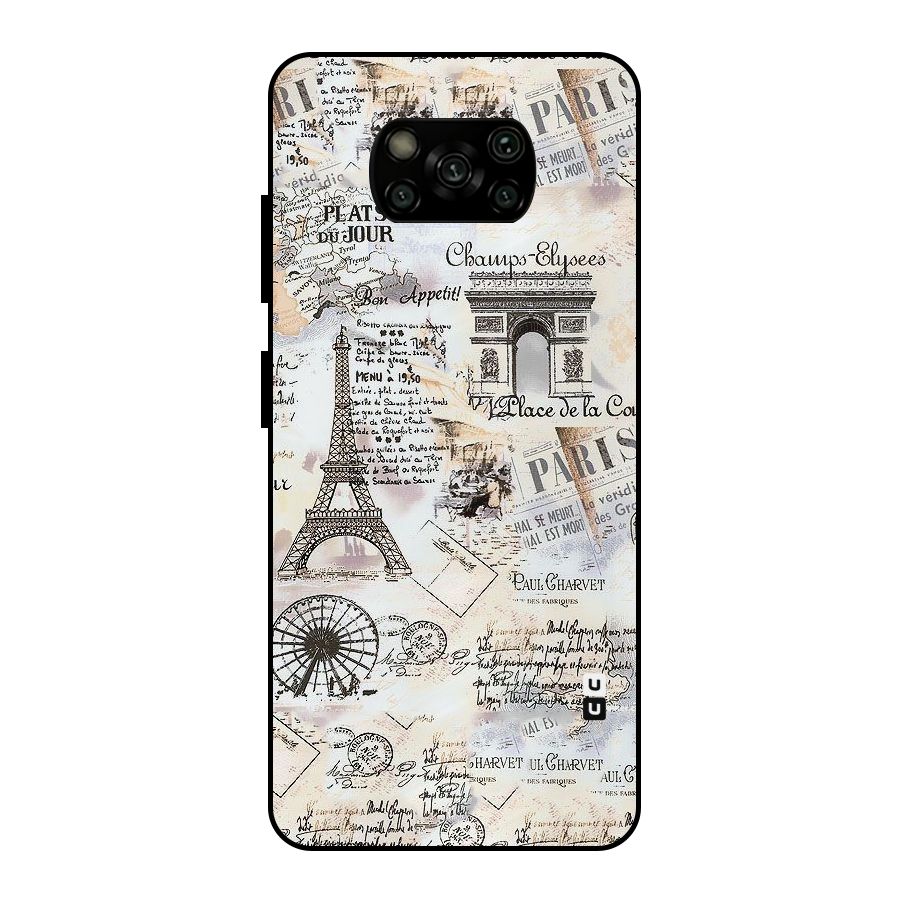 Paris Paper Metal Back Case for Poco X3