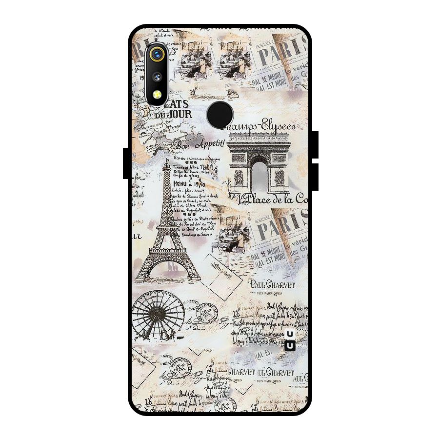 Paris Paper Metal Back Case for Realme 3i