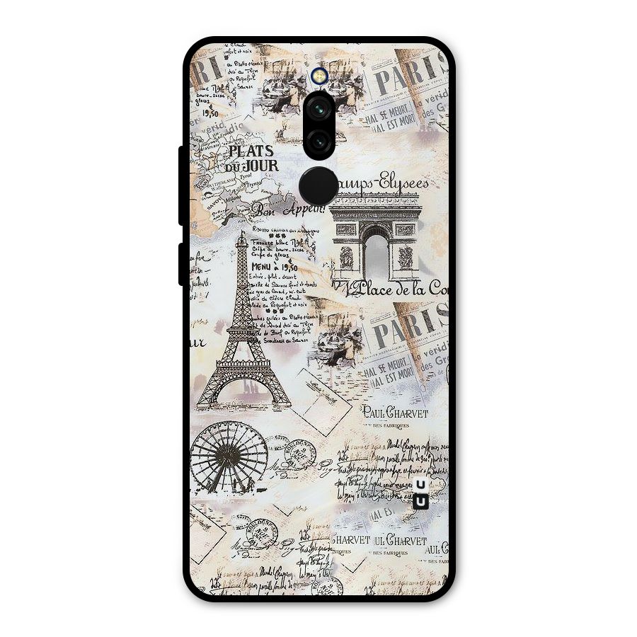 Paris Paper Metal Back Case for Redmi 8