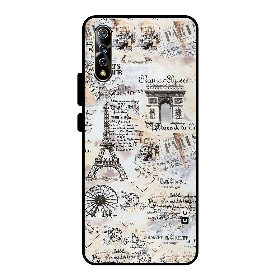 Paris Paper Metal Back Case for Vivo S1