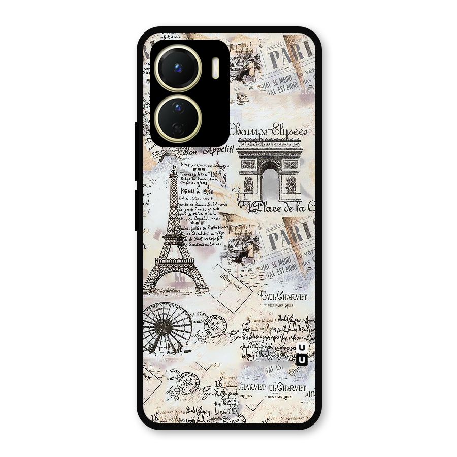 Paris Paper Metal Back Case for Vivo T2x
