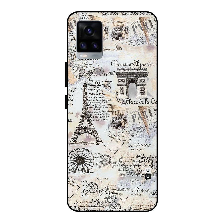 Paris Paper Metal Back Case for Vivo V20 2021