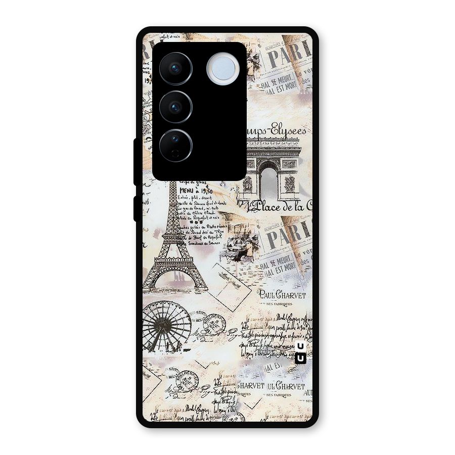 Paris Paper Metal Back Case for Vivo V27