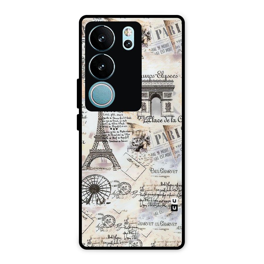 Paris Paper Metal Back Case for Vivo V29