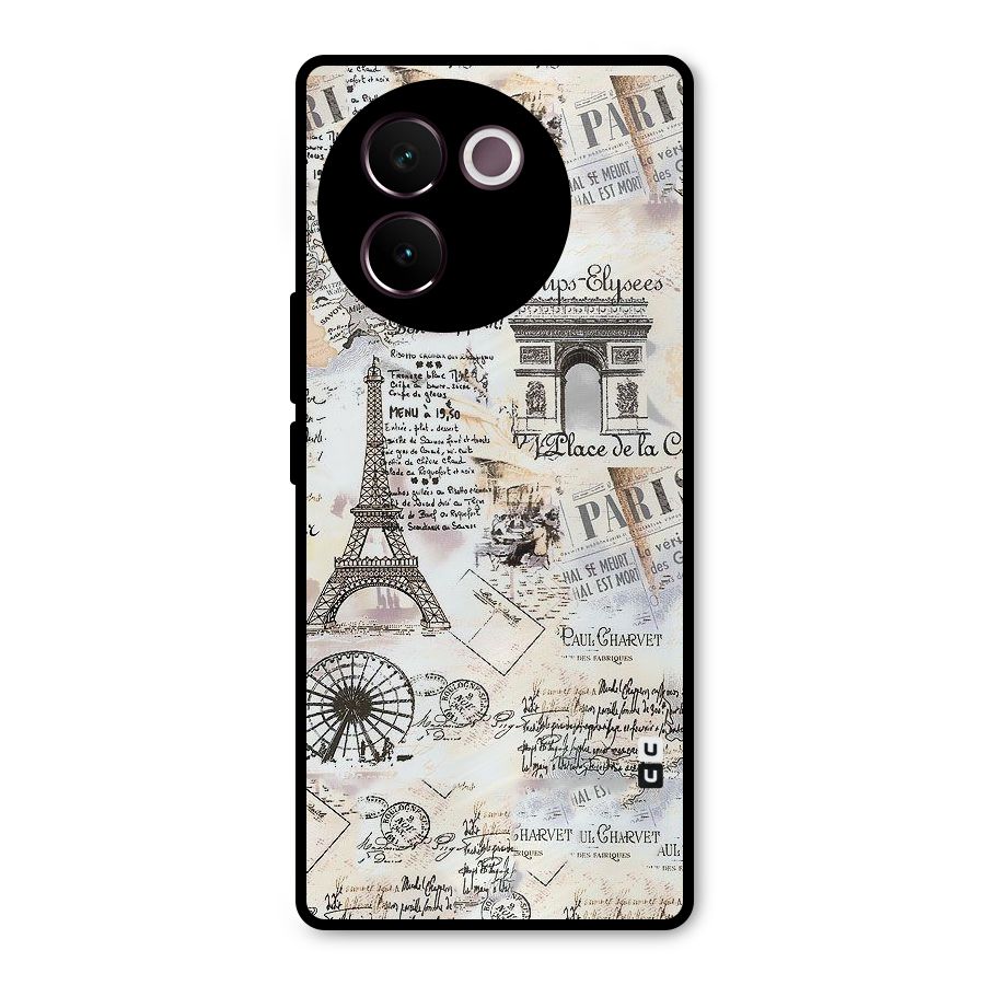 Paris Paper Metal Back Case for Vivo V30e