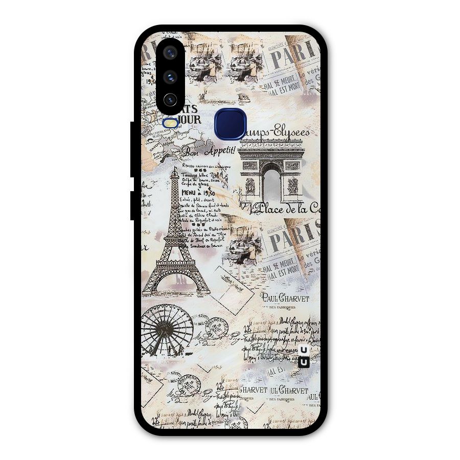 Paris Paper Metal Back Case for Vivo Y15
