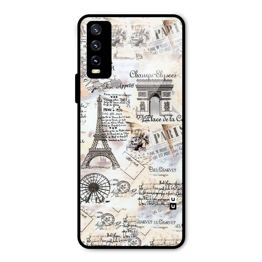 Paris Paper Metal Back Case for Vivo Y20 2021