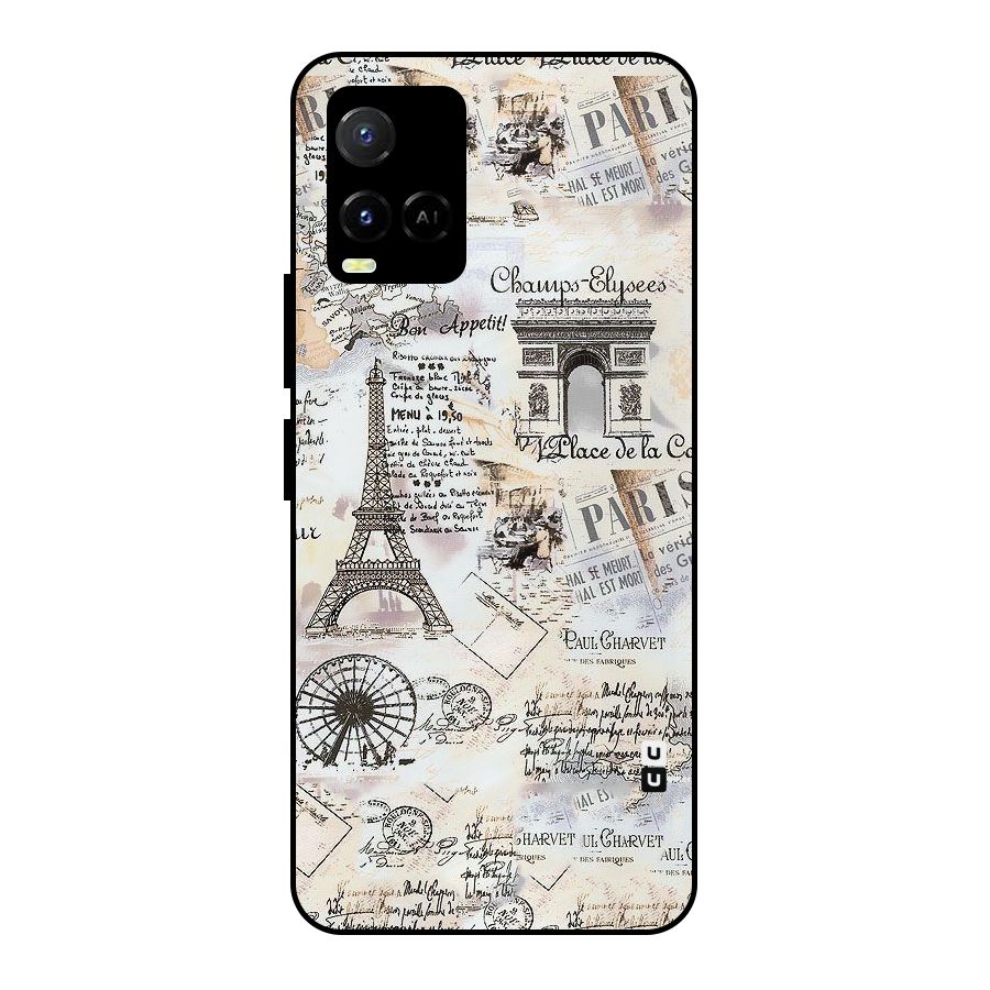 Paris Paper Metal Back Case for Vivo Y21