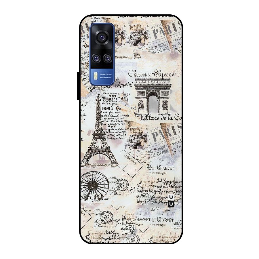 Paris Paper Metal Back Case for Vivo Y51