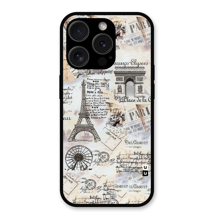 Paris Paper Metal Back Case for iPhone 15 Pro