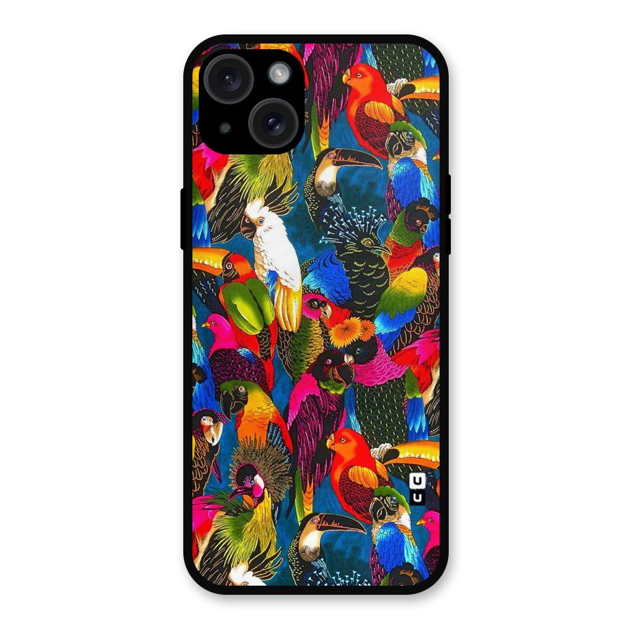 Parrot Art Metal Back Case for iPhone 15 Plus