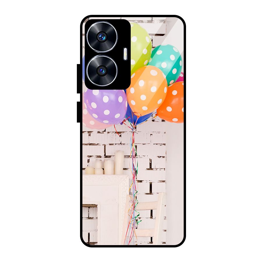 Party Balloons Glass Back Case for Realme Narzo N55