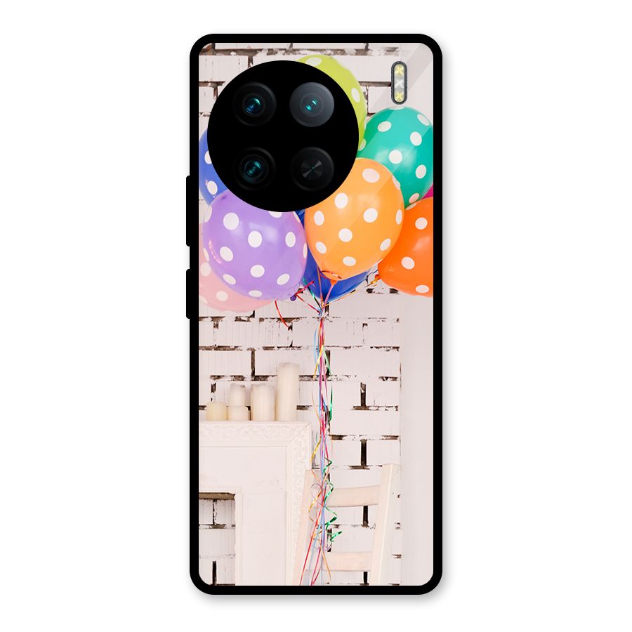 Party Balloons Glass Back Case for Vivo X90 Pro