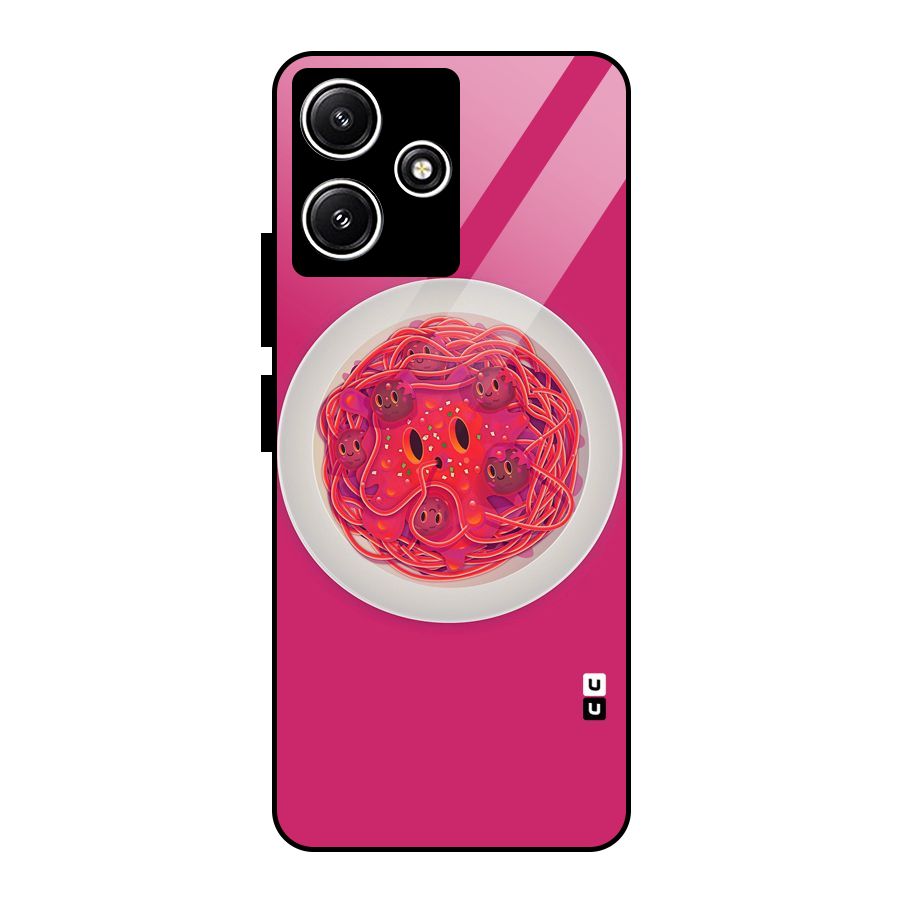 Pasta Cute Glass Back Case for Redmi 12 5G