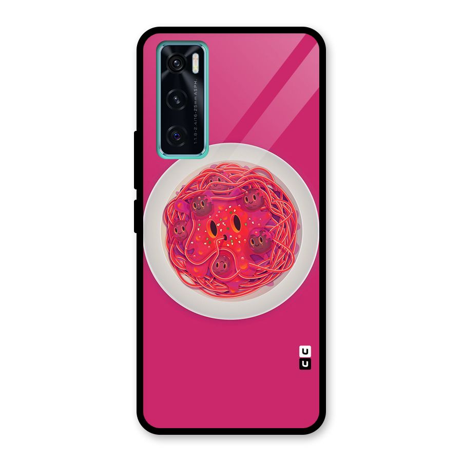 Pasta Cute Glass Back Case for Vivo V20 SE