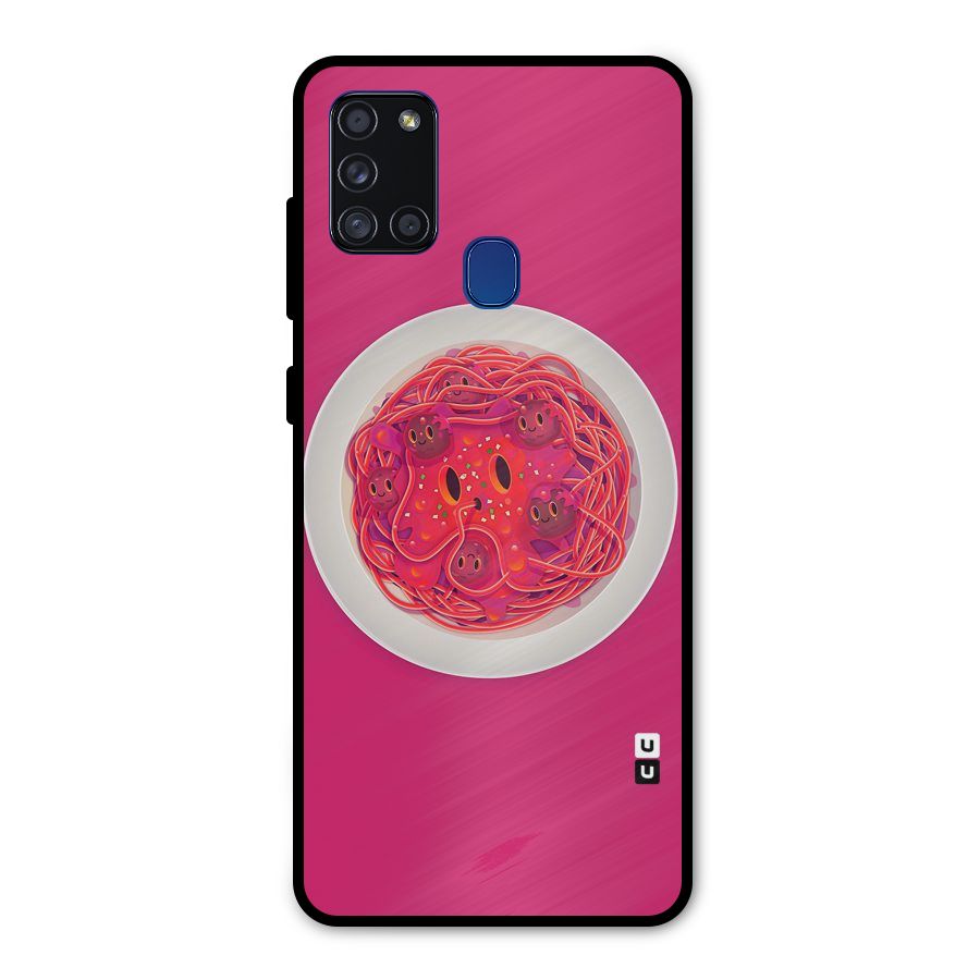 Pasta Cute Metal Back Case for Galaxy A21s