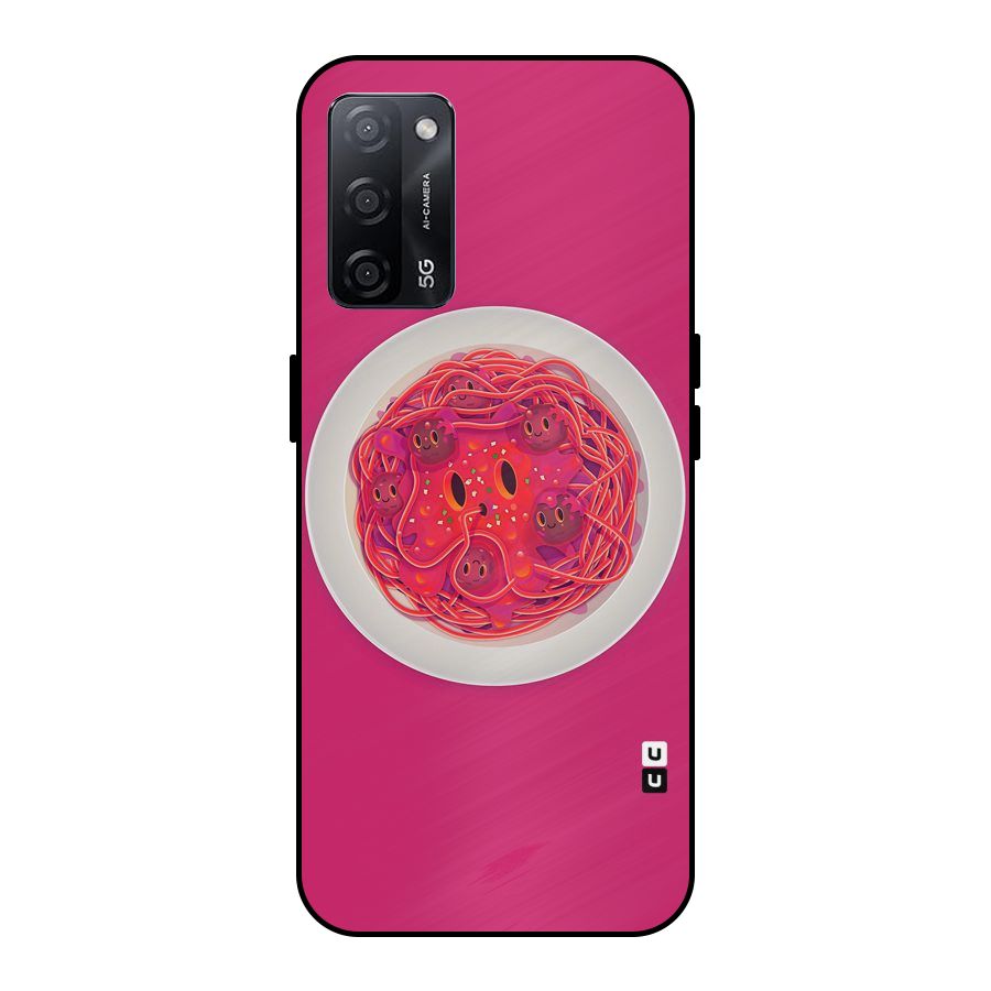 Pasta Cute Metal Back Case for Oppo A53s 5G