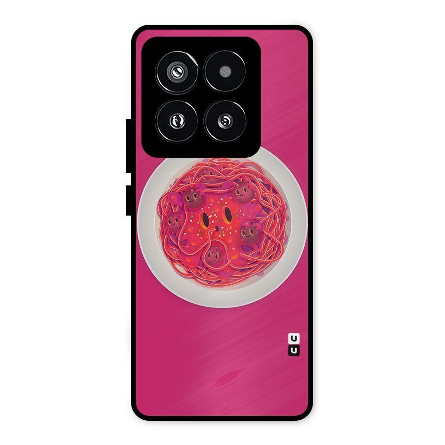 Pasta Cute Metal Back Case for Xiaomi 14 Pro