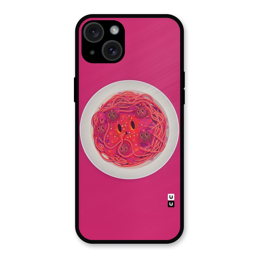 Pasta Cute Metal Back Case for iPhone 15 Plus