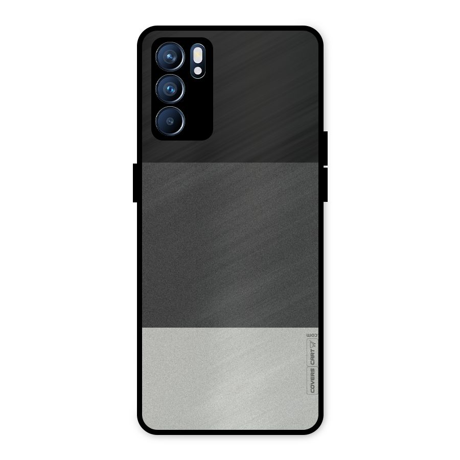 Pastel Black and Grey Metal Back Case for Oppo Reno6 5G