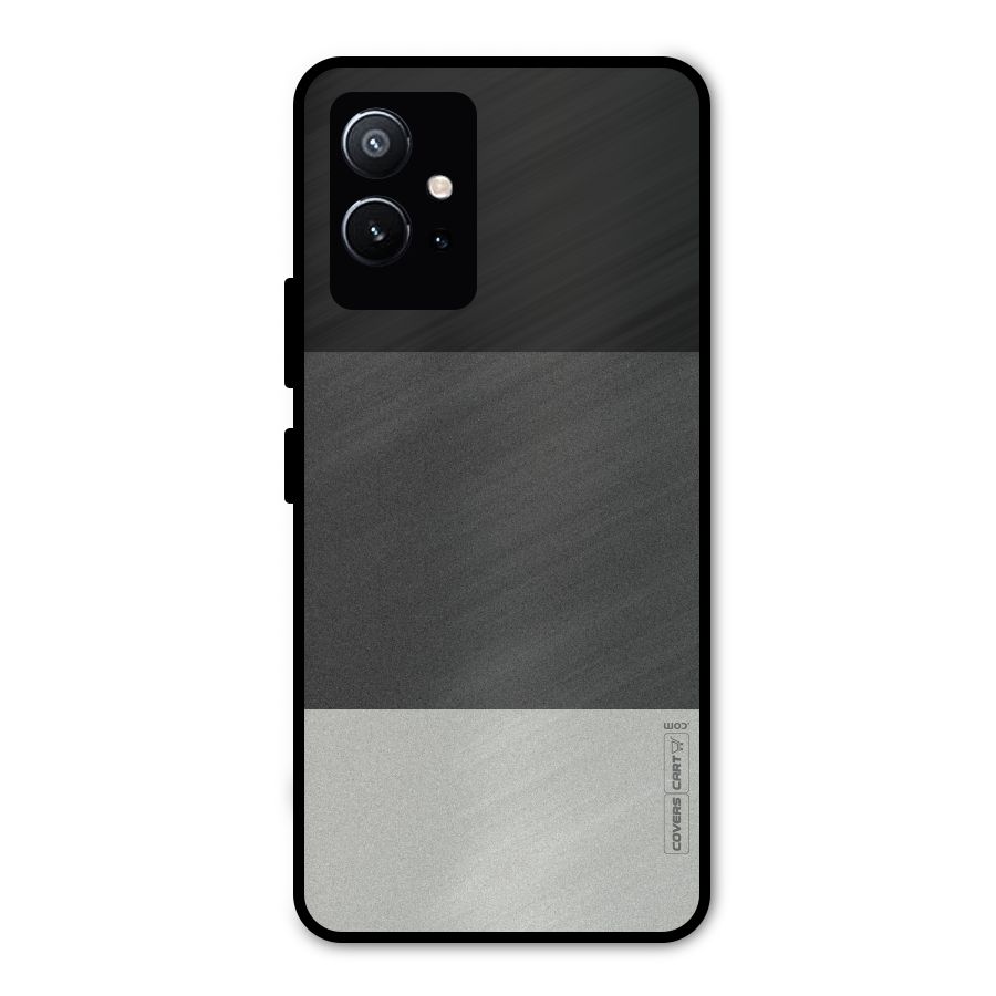 Pastel Black and Grey Metal Back Case for Vivo T1 5G
