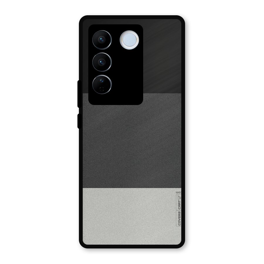 Pastel Black and Grey Metal Back Case for Vivo V27 Pro