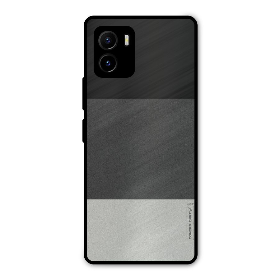 Pastel Black and Grey Metal Back Case for Vivo Y15s