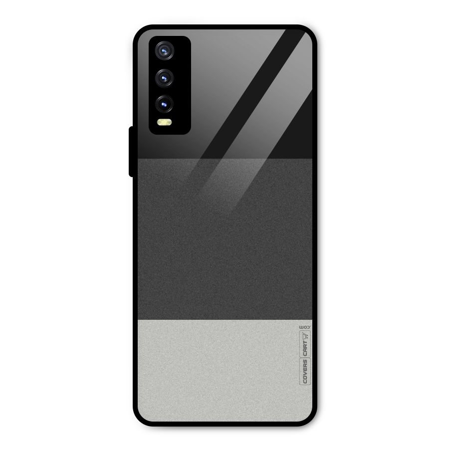 Pastel Black and Grey Metal Back Case for Vivo Y20g
