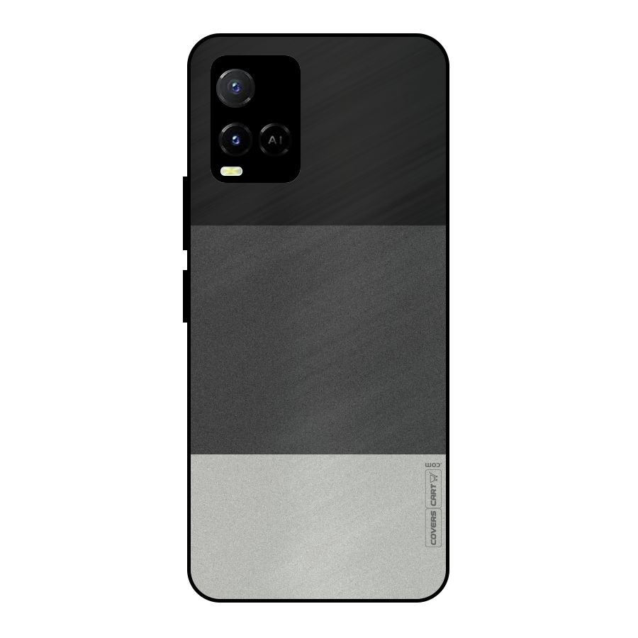 Pastel Black and Grey Metal Back Case for Vivo Y21A