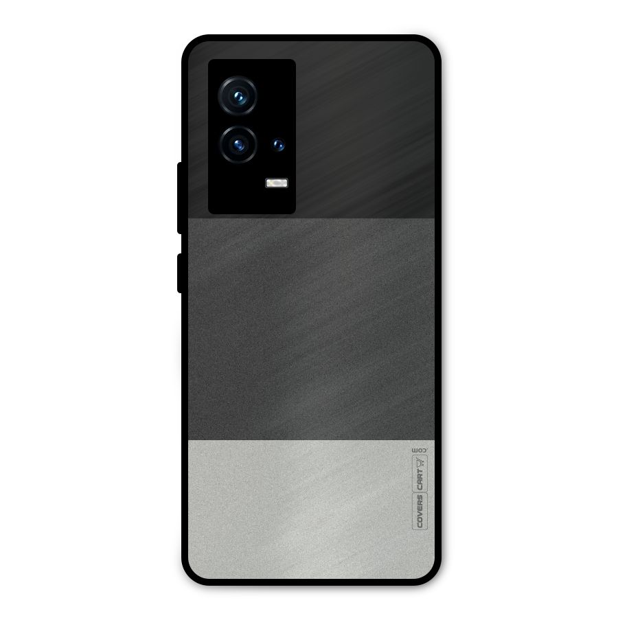 Pastel Black and Grey Metal Back Case for iQOO 9 5G
