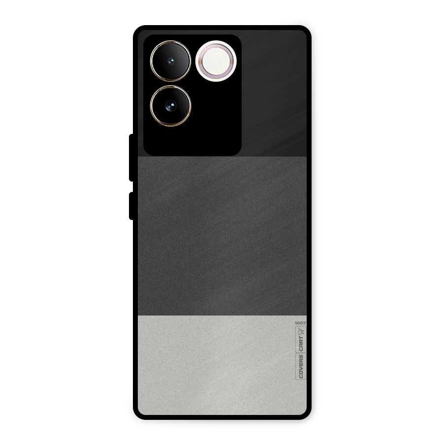 Pastel Black and Grey Metal Back Case for iQOO Z7 Pro
