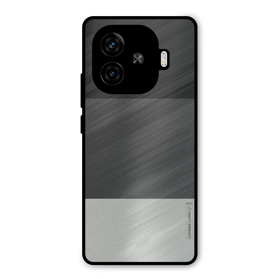 Pastel Black and Grey Metal Back Case for iQOO Z9 Turbo