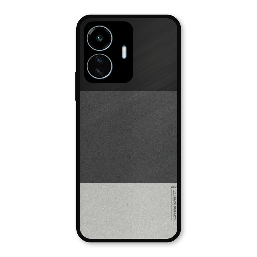 Pastel Black and Grey Metal Back Case for vivo iQOO Z6 Lite 5G